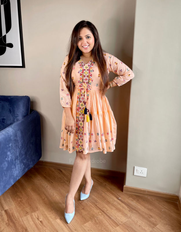 embroidered dresses online india Buy Floral Embroidery Dress Online | Timeless Ethnic Style main image 1