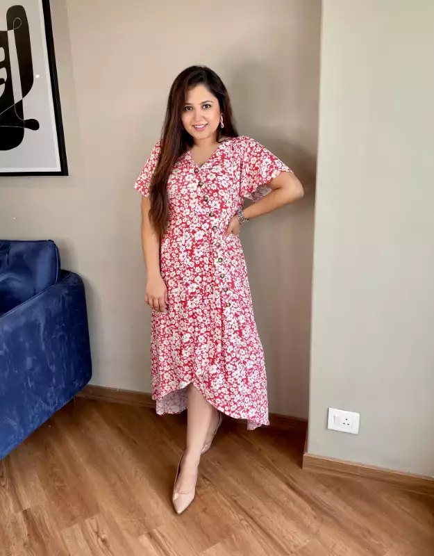 Buy WHITE FLORAL PRINT MIDI DRESS for Women Online in India